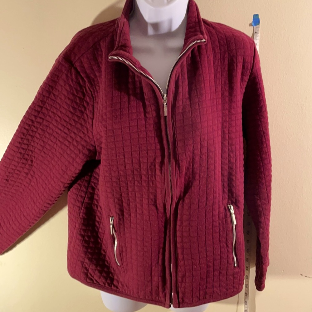Karen Scott burgundy fall jacket size large.